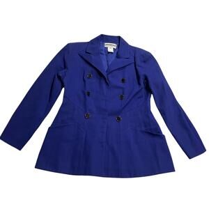 VTG 90s Lagerfeld Peacoat Jacket Cotton Twill Womens US 10 IT 46 France Blue